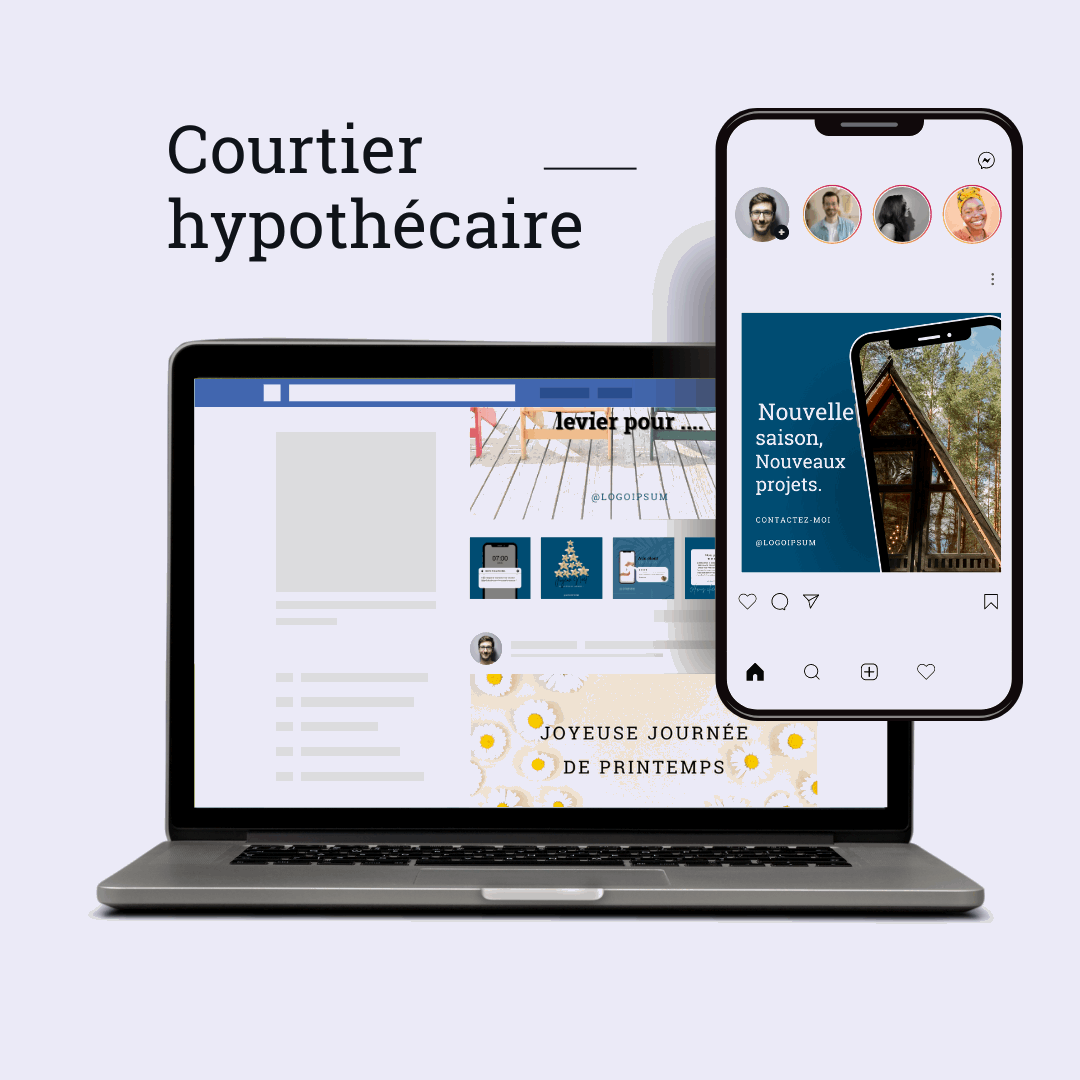 Flince l'agence - Réseaux sociaux template - Courtier Hypothécaire (20 visuels + textes)